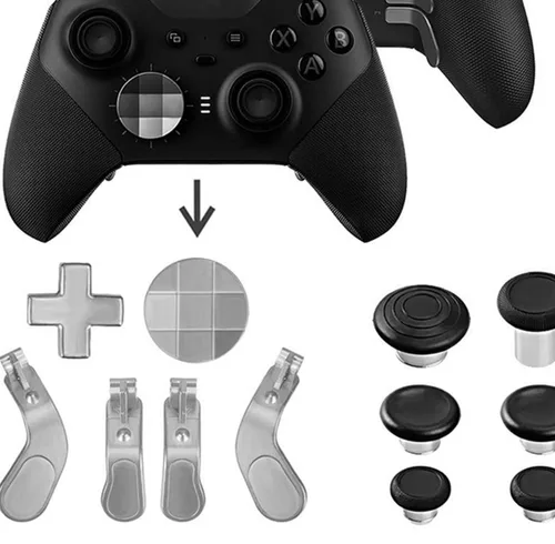 Vista 6 de Gaming Accessory Replacement for Xbox One Elite Series 2 Controller Accessories Replacement Buttons Pack Metal Mod 6 Swap Joystick, 4 Paddles, 2