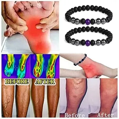 Vista 2 de INENIMARTJ Tobilleras de obsidiana negra para mujeres y hombres, 2 pulseras ajustables tobilleras de piedra natural para yoga, Piedra, Sin gemas.