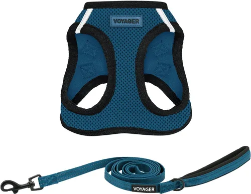 Vista 11 de Arnés de malla Voyager Step-in Air para todo clima y correa reflectante para perro de 5 pies, combo con mango de neopreno, para cachorros de razas