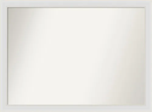 Vista 260 de Amanti Art Espejo de baño blanco para sobre el fregadero, 24 x 26 pulgadas, espejo rectangular blanco y blanco, marco de madera contemporáneo