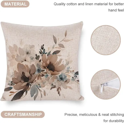 Vista 4 de Fundas de cojín decorativas modernas de lino con diseño de flores en acuarela, decoración del hogar al aire libre, primavera y verano, margaritas