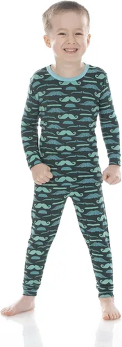 Vista 121 de KicKee Pants Conjunto de pijama de manga larga con estampado de piezas