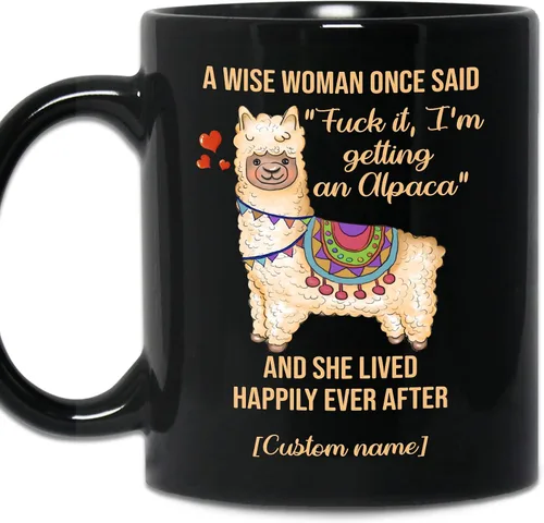 Vista 8 de WHIDOBE Regalos divertidos personalizados de alpaca para mujeres, taza de café de cerámica personalizada de 11 onzas y 15 onzas para amantes