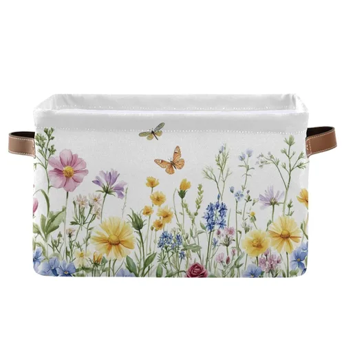 Vista 38 de Emelivor ABC - Contenedor de almacenamiento plegable con asa rectangular impermeable ABC Dinosaurios cesta para almacenamiento cubo organizador