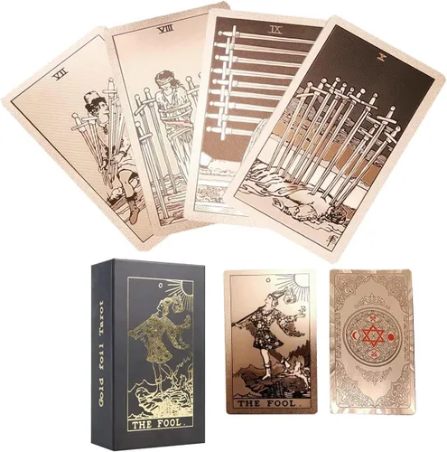 Vista 5 de VOVCIG Cartas de Tarot bilingües - Inglés y Español, Incluye Libro Guía y Mantel Especial Baraja de Tarot