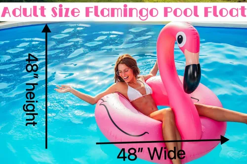 Vista 3 de GiftExpress Flotador inflable de flamenco de 48 pulgadas, juguetes de fiesta de natación, divertidos flotadores de playa, tumbona Lilo de verano