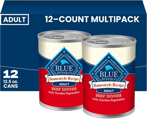 Vista 19 de Blue Buffalo Homestyle Recipe - Paquete variado de paté de comida húmeda para perros, cena de pollo y cena de carne de res con verduras de jardín