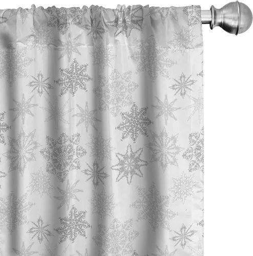 Vista 36 de Ambesonne - Paquete de cortinas de ventana de invierno de 2 unidades, cristales ornamentales de hielo con tiempo frío de enero abstracto, juego
