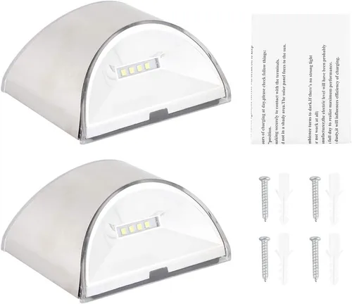 Vista 5 de Keenso Luces solares de seguridad de acero inoxidable, elegante lámpara de pared para exteriores, lámpara de pared LightControl con 4 LED, IP55