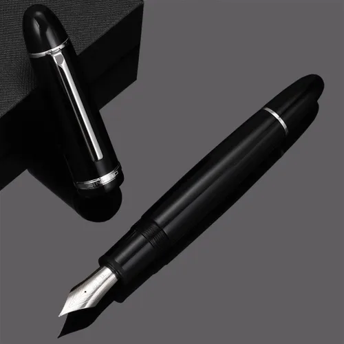 Vista 3 de Jinhao X159 - Pluma estilográfica de punta fina, acrílico de gran tamaño, color negro