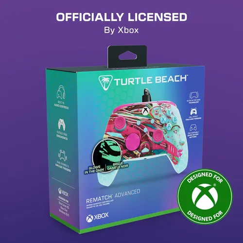 Vista 9 de Turtle Beach Rematch Advanced Wired Gaming Controller Licensed for Xbox Series X S, Xbox One, Windows PC - Glow, Remappable Buttons, Hair Triggers