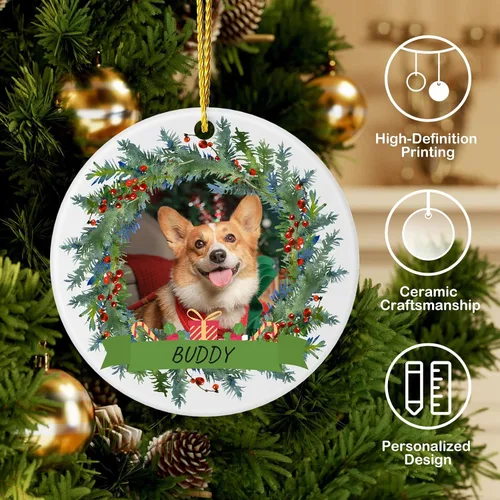 Vista 2 de Adornos de Navidad personalizados para perros 2025 – Adornos de foto de mascota personalizados para decoraciones de árboles de Navidad, adorno
