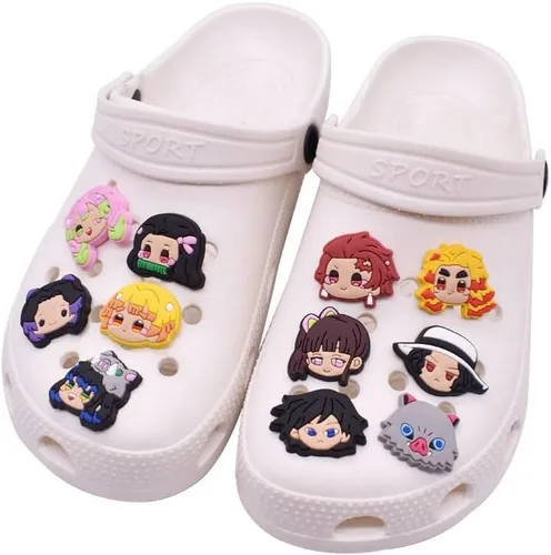 Vista 3 de Chibi Demon Slayer - Juego de 11 pines para zapatos, accesorios de Demon Slayer para una variedad de zapatos con agujeros, regalos de fiesta