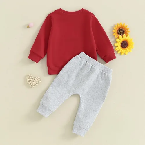 Vista 6 de Conjunto de ropa para el día de San Valentín, conjunto de sudadera y pantalones de manga larga para bebé