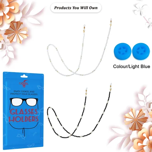 Vista 6 de Cadena multifuncional para gafas elegante soporte para gafas, collar y cordón para máscara para mujeres de moda