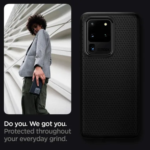 Vista 5 de Spigen Liquid Air Armor - Funda diseñada para Samsung Galaxy S20 Ultra/Galaxy S20 Ultra 5G (2020), color negro mate Air Cushion Tech, Sound Tunnel