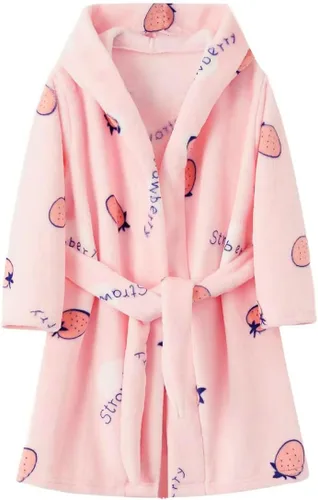 Vista 13 de Bata con capucha para niños y niñas, de forro polar, suave, pijama, ropa de dormir Beige
