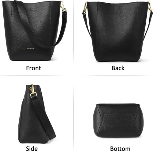 Vista 2 de Bostanten Bolsas de cuero para hombro, tipo balde, para mujer