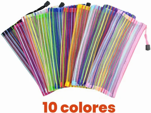 Vista 4 de Tayfremn Juego de bolsa con cremallera de malla de 30 piezas, 10 colores, bolsa de cremallera de red B6