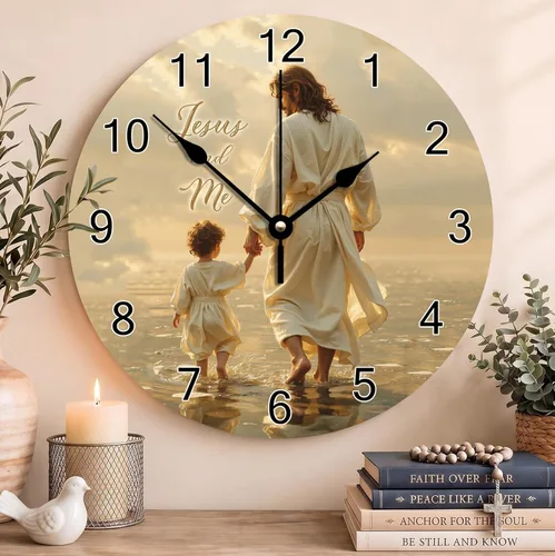 Vista 191 de Reloj con versículo bíblico con citas de Jesús, relojes de 0929Regalos Cristianos (2)