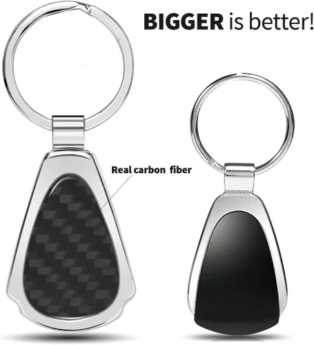 Vista 7 de iPick Image Para Cadillac XT5 Real Negro Fibra de Carbono Cromo Metal Teardrop Llavero