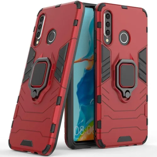 Vista 6 de Compatible con Huawei P30 Lite, soporte de anillo de metal a prueba de golpes (funciona con soporte magnético para automóvil), funda resistente