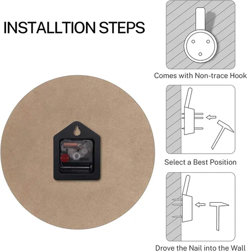 Vista 6 de LOKMU Reloj de pared silencioso sin tictac de 10 pulgadas, reloj redondo decorativo para sala de estar, cocina, hogar, baño, dormitorio, oficina