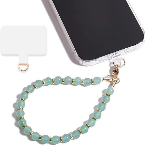 Vista 17 de Correa de muñeca con cuentas de mármol para mujer, diseño desmontable 304 Steel Core, detachable phone wristlet with tether tab, keeps your phone