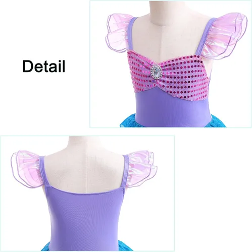 Vista 4 de Fishkidtail Little Girls Princess Mermaid Costume for Girls Dress Up with Accessory for Christmas Birthday Party Supplies