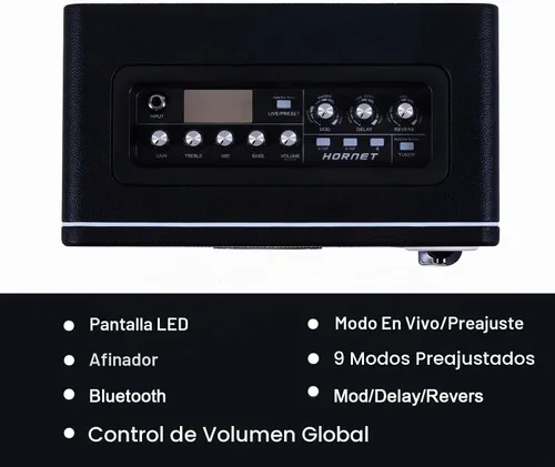 Vista 3 de MOOER Combo de amplificador de guitarra de 15 W, amplificador de práctica con 9 modelos de amplificador digital, altavoz de 6.5 pulgadas, Bluetooth