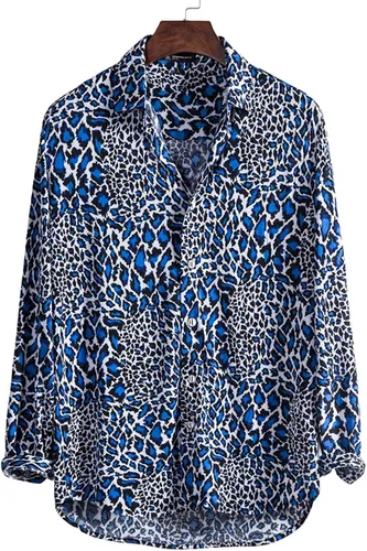 Vista 5 de CofeeMO Bravetoshop - Camisa de manga larga con botones para hombre con estampado floral