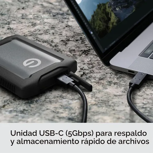 Vista 2 de SanDisk Professional 1TB G-Drive ArmorATD - Disco Duro Externo Portátil Robusto y Duradero HDD, USB-C, USB 3.2 Gen 1 - SDPH81G-001T-GBA1D