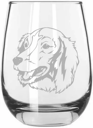 Vista 410 de Shar Pei (chino) - Vaso de vino sin tallo grabado para perro, 15.25 onzas