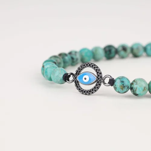 Vista 5 de COAI Pulsera de mal de ojo con cuentas de piedra