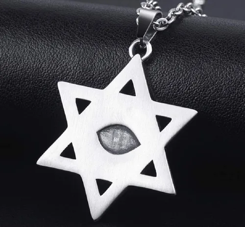 Vista 5 de Blowin Mens Evil Eye Star of David Pendant Vintage Silver Gold Stainless Steel Jewish Necklace 22 Inch Chain