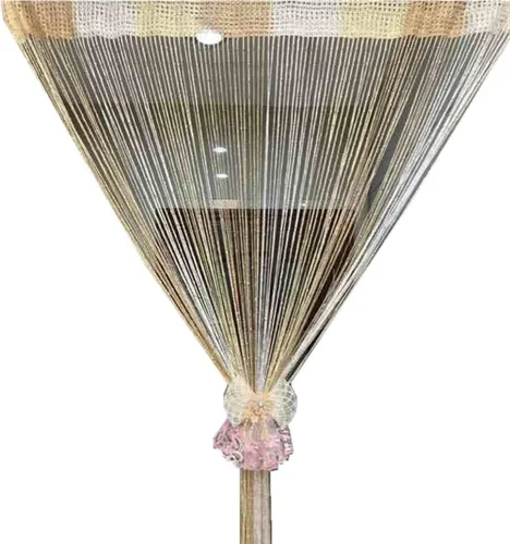 Vista 9 de Cortina decorativa separadora de ambientes, diseño de cadenas con flecos de cristal, 78.7 x 39.3 pulgadas, de Eve Split