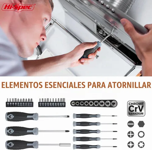 Vista 3 de Hi-Spec Juego de herramientas generales para el hogar de 54 piezas – Kit de herramientas manuales para el hogar y el garaje con caja de herramientas