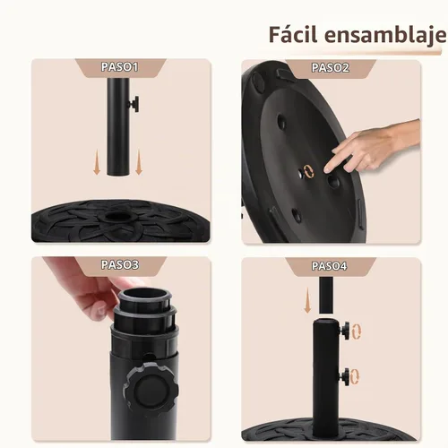 Vista 5 de C-Hopetree Base redonda resistente de 26 libras para sombrilla de mesa de mercado de patio al aire libre, color negro