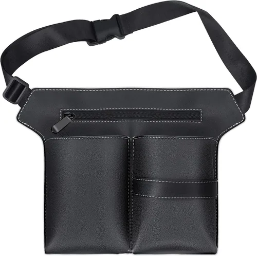 Vista 2 de Noverlife Bolsa de tijeras para peluquería, bolsa de cintura de piel sintética para peluquería, funda de almacenamiento de herramientas