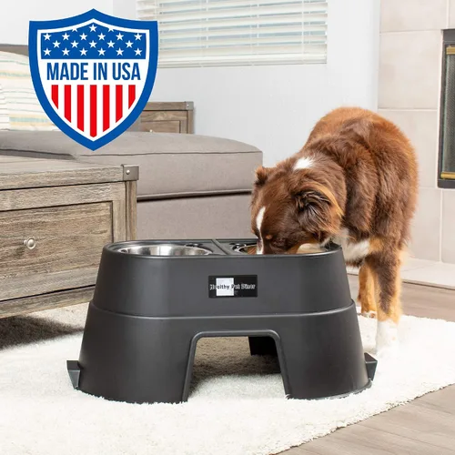 Vista 2 de Taza para comida con elevador para mascotas Ourpets Healthy Pet, Negro