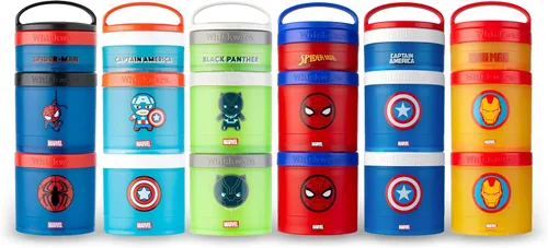 Vista 6 de Whiskware - Marvel - Paquete de aperitivos apilables, 2 1/3 tazas, personaje del Capitán América