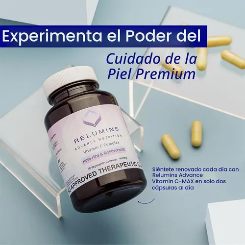 Vista 4 de Relumins Suplemento avanzado de vitamina C con Rose HIPS – 1000 mg de apoyo inmunológico de vitamina C y producción de colágeno, fabricado