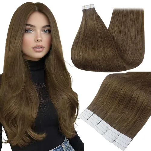 Vista 32 de Full Shine - Extensiones de cabello humano con cinta adhesiva, 10 pulgadas, sin costuras, color 1 negro azabache de 1.06 oz, cinta invisible