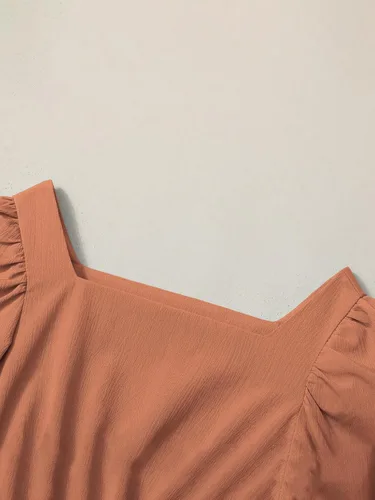Vista 8 de BAVADER Conjunto de ropa para niña, 2 piezas, con cuello cuadrado, manga abombada, pantalones cortos con bolsillo con cordón para verano