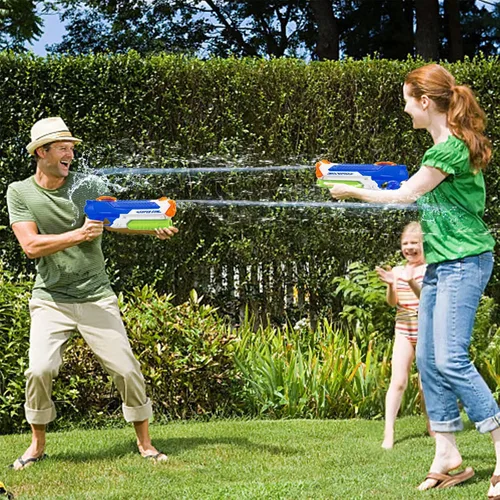Vista 4 de Pistolas de agua para niños – Pistolas de chorro de verano de 400 CC/40 pies para niños de 3 años en adelante – Paquete de 2 juguetes al aire libre