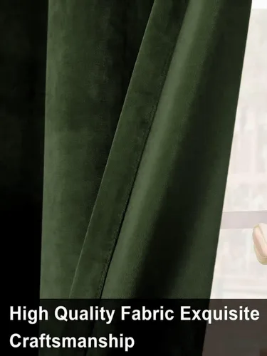 Vista 3 de SNITIE Cortinas de terciopelo de 84 pulgadas de largo con ojales, color verde militar, súper suaves, con aislamiento térmico y reducción de ruido