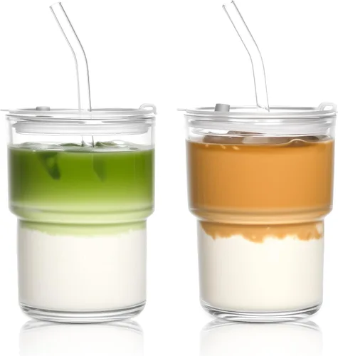 Vista 8 de Vaso de vidrio de 16oz con tapa (transparente, 1 unidad)