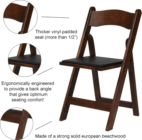 Vista 7 de Silla plegable acolchada de madera clásica americana