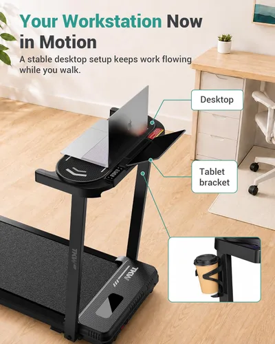 Vista 7 de TKW Walking Pad with Desk - Walking Pad with Vibration Plates with Incline Negro03