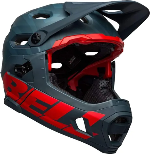Vista 4 de Cascos de Bicicleta Bell Bike Super Dh MIPS Spherical Prime Azul Mate/Carmesí Pequeño
